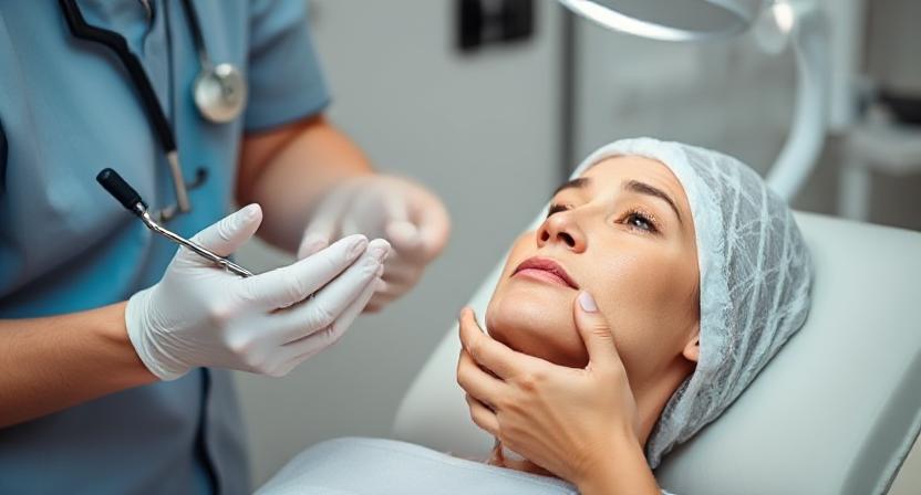 Patient consulting with a dermatologist or receiving treatment
